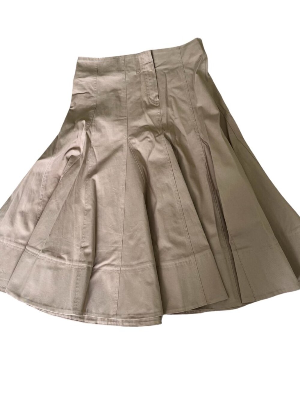 Zara ZW Collection Trench Midi Skirt Light Whiskey Pleated Hem Cotton Large NWT - Picture 7 of 13